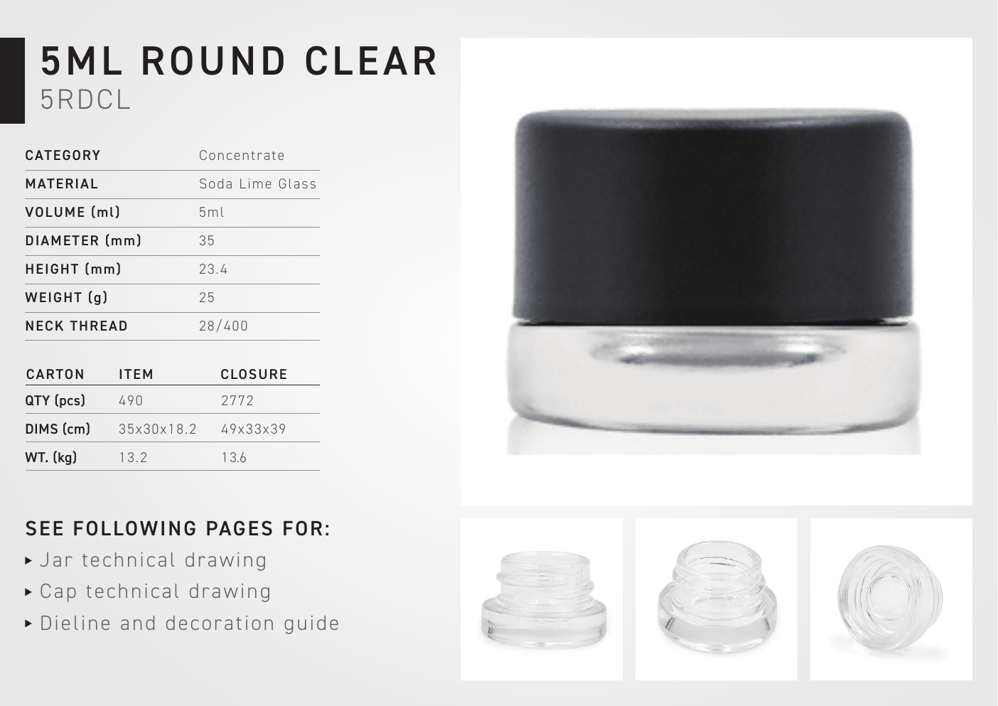5ml round clear jar product specification preview