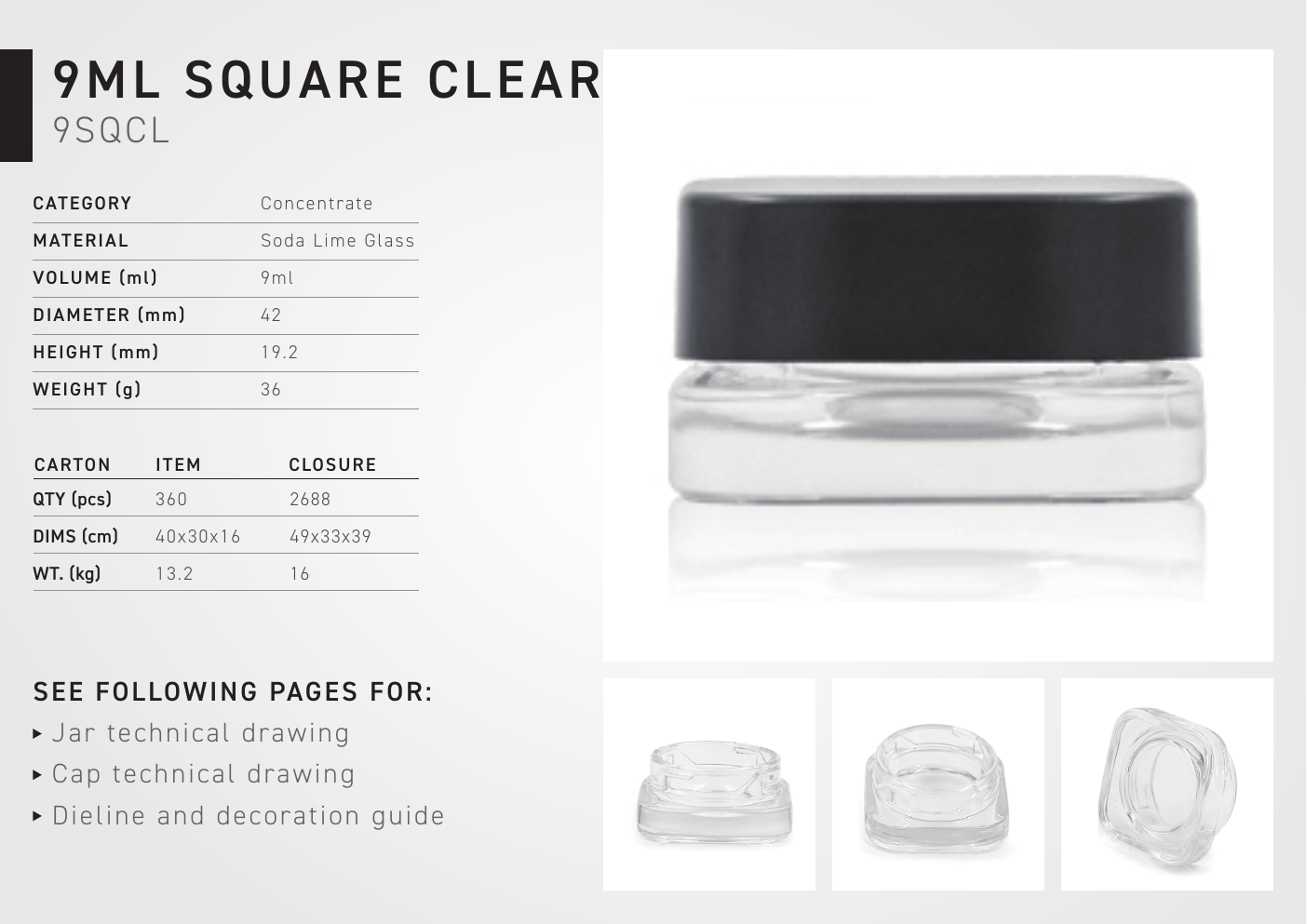 9ml Square Concentrate Jar